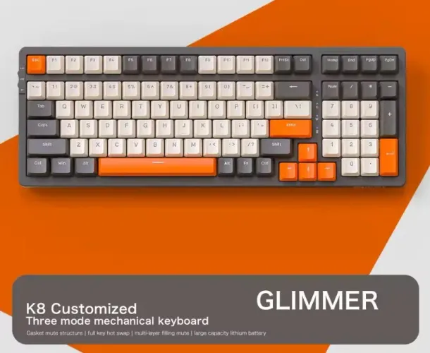 Teclado K8 novo, com bateria interna, 3 modos de uso: bluetooth, dongle e com fio