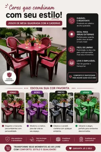 Conjunto de mesa e cadeiras Luiza material reforçado suporta 120kg,direto da fábrica 
