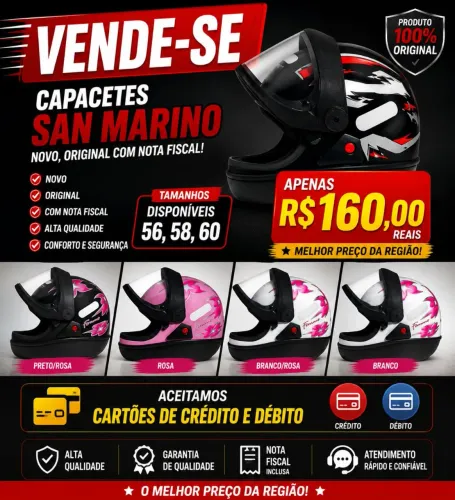 Capacetes San Marino tamanhos e Cores variadas 