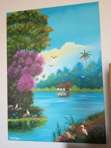 Quadro decorativo em tinta óleo 