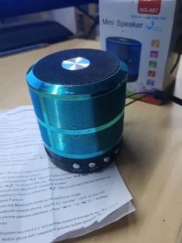 Mini Speaker Bluetooth WS-887 Portátil (Rádio FM / USB / Micro SD)