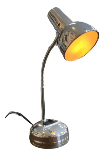 Luminária De Mesa Prateada Antiga Original Década De 40/50