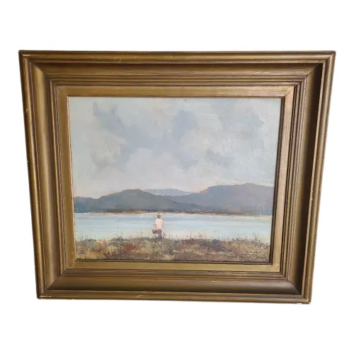 Quadro Heitor de Pinho Paisagem com Dedicatória 1945