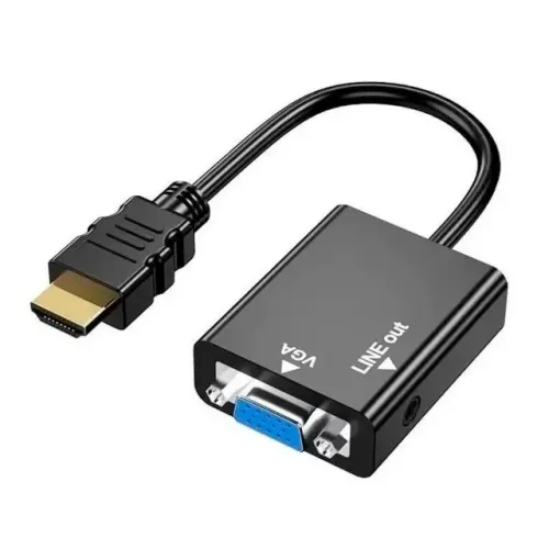 Adaptor conversor de HDMI (macho) p/ VGA (fémea) c/ porta P2 (saída de áudio estéreo) adap
