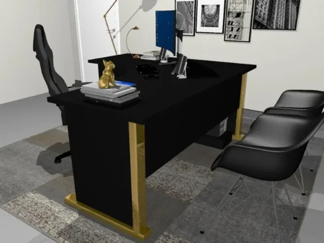 Mesa Executiva Delluxe Gold Alto Padrão. Em L : L200cm x P160cm x A74cm.