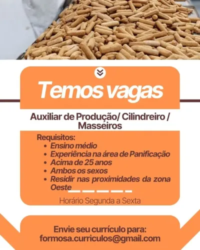 AUXILIAR DE PADARIA, CILINDREIRO E MASSEIRO