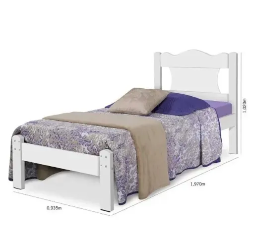 Cama Solteiro Munique 103x93x197 C or Branco GABRIELLI MÓVEIS