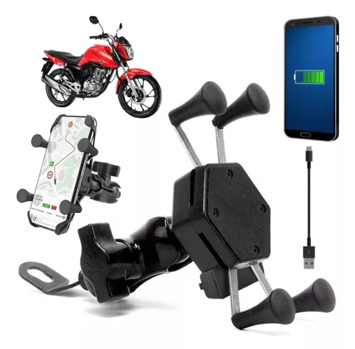Suporte para celular garra com carregador USB 