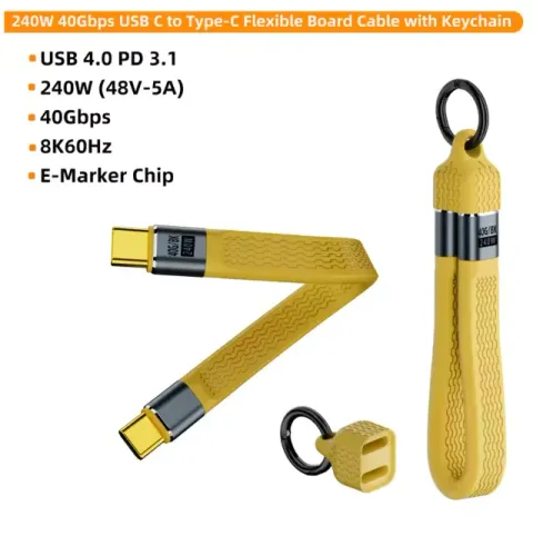 Cabo Usb 4.0 40gbps 8k 240w Thunderbolt Com Chaveiro