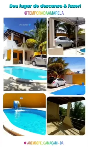 Casa temporada Arembepe com piscina 2 quartos e garagem
