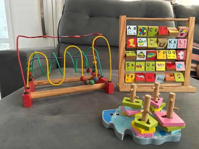 Kit brinquedo de madeira educativo