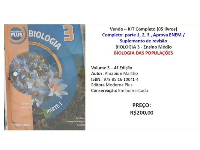 LIVROS DE BIOLOGIA (ENSINO MÉDIO)