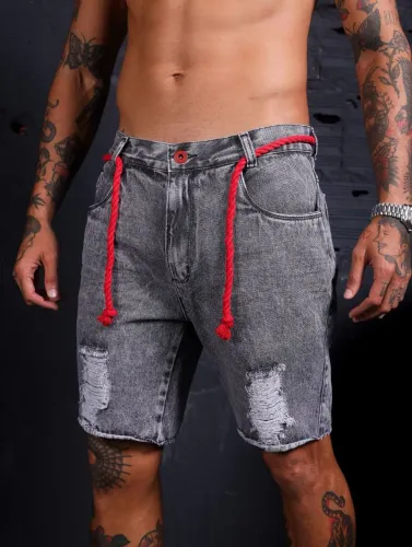 Bermudas jeans com cordinhas disponível