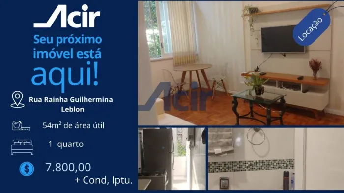 ACIR ADMINISTRADORA- APARTAMENTO MOBILIADO NO LEBLON-R$7.800,00