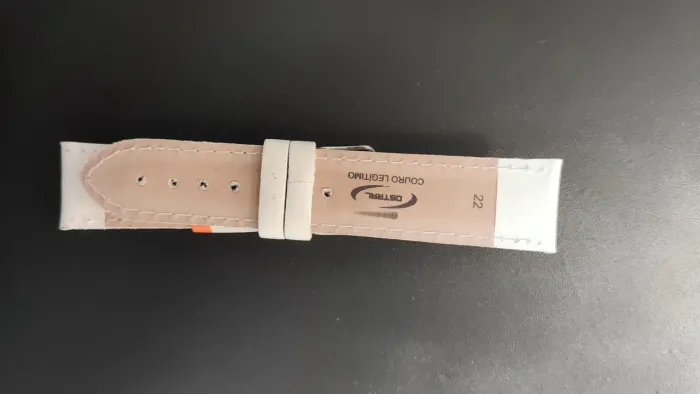 pulseira relógio couro branco tamanho 22 