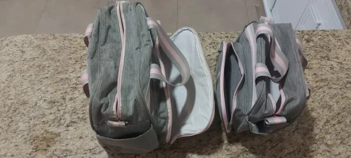 Kit Bolsa Maternidade (Grande + Média) - Cinza com Rosa