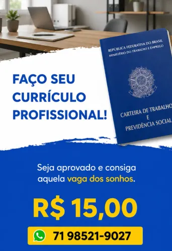Faço currículo por R$ 15