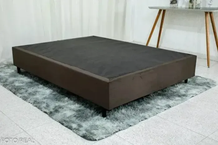 Base Box casal Suede Marrom
