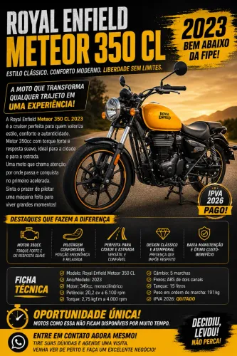 ? ROYAL ENFIELD METEOR 350 CL 2023 ? BEM ABAIXO DA FIPE! ?