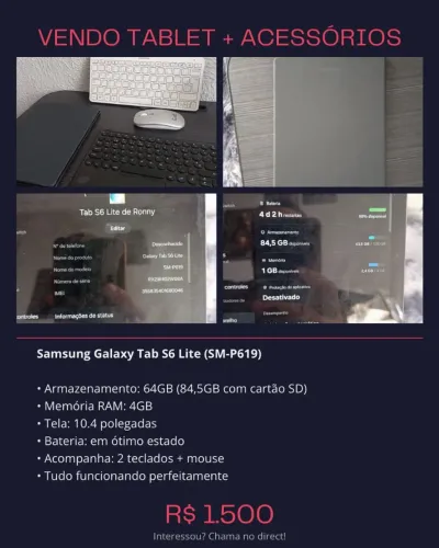 SAMSUNG GALAXY TAB S6 LITE 128gb VENDO OU TROCO