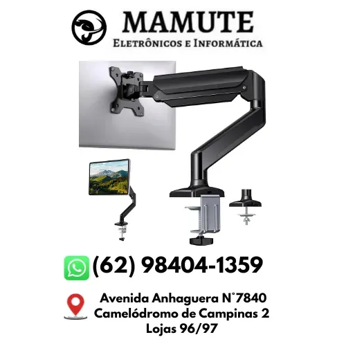 Suporte Monitor Braço Articulado Pistão a Gás Tela 13" a 32" Carga de 2 a 9kg