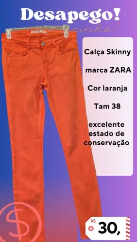 Calça Skinny ZARA laranja