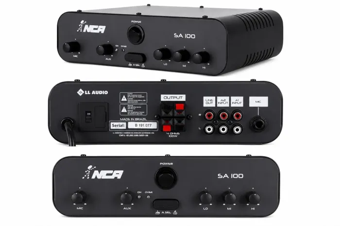 Amplificador NCA Sa100 100W RMS Som Ambiente com 2 Canais