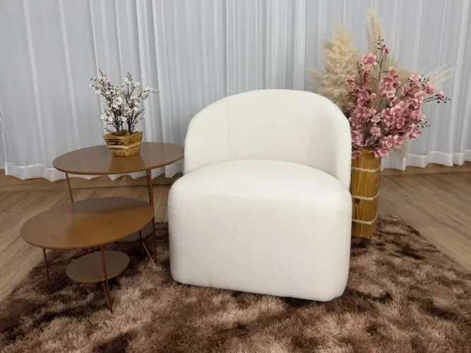 Poltrona Decorativa Doha Linho- Entrega Rápida