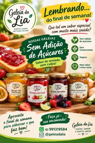 Geleia sem add de açúcares sem conservantes e vegan