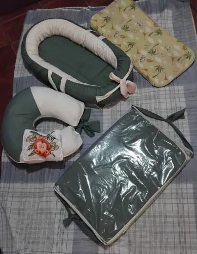 Kit ninho almofada amamentação, trocador de cômoda, e um colchãozinho