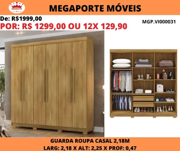 Guarda Roupa Casal Elegance 2,18