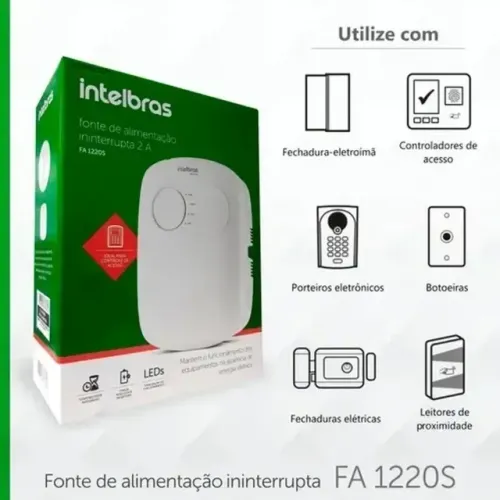 Fonte Fa 1220 S Ininterrupta Para Eletroimã Intelbras Cor Branco