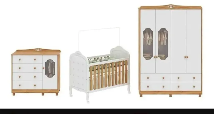 Quarto bebê (berço + cômoda + armário) Novo na caixa