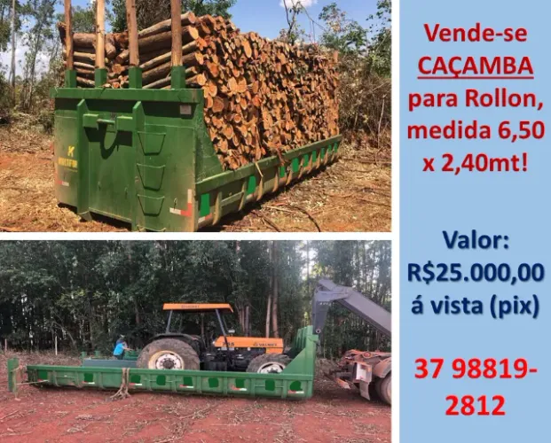 Caçamba para Rollon medida 6,50 x 2,40mt