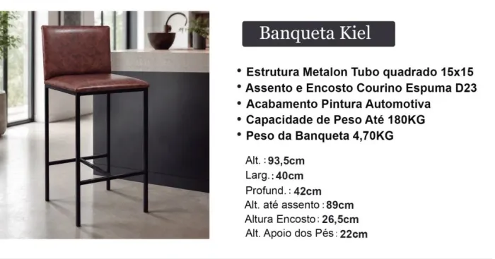 Banqueta industrial acento em couro 