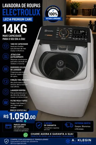 Vendo lavadora Electrolux 14kg premium care, entrego dou garantia e parcelo