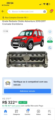 Grade Radiador Doblo Adventure 2010/2017 Cromada S/emblema
