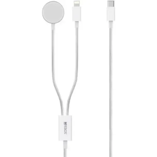 Cabo Two-in 2x1 Hrebos Tipo C, Compativel Lightning E Magnético Crw-501 Cor Branco