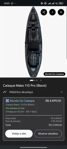 Caiaque mako 110 com pedal caimam em alumínio 