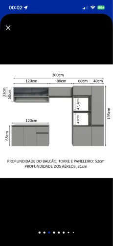 Armário modulado mdf semi novo