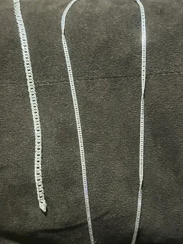 Corente e pulseira de prata elo duplo