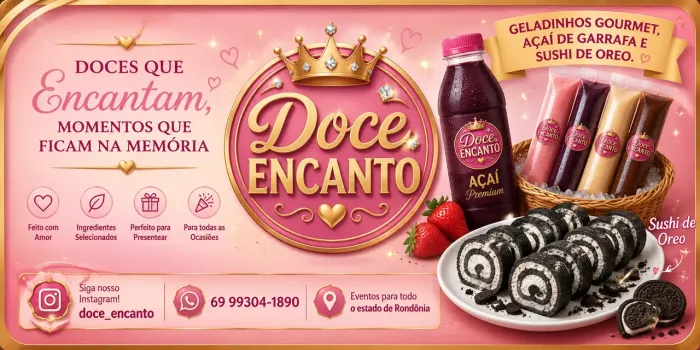 doce encanto vendas de geladinho (gourmet ou fit) açaí na garrafa e sushi de oreo