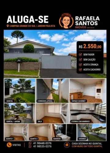 Casa com 2 Quarto(s) e 1 banheiro(s) para Alugar, 100 m² por R$ 2500 / Mês
