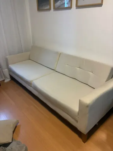 Sofá de linho já impermeabilizado + almofadadas e 2 mantas