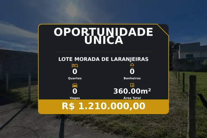 Lote Comercial em Morada de Laranjeiras Potencial de Valorização!