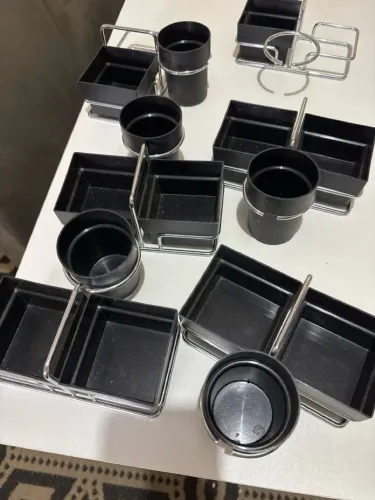 Suporte Café Porta Sachês De Chás Açúcares Preto Aço Cromado!