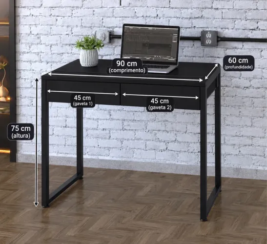 Mesa de Escritório - Preta