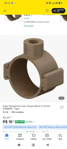 Colar Tomada Pvc Com Travas 50mm X 3/4 - Tigre