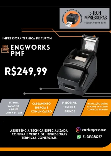 IMPRESSORA TÉRMICA DE CUPOM ENWORKPRINTER (GARANTIA 6 MESES)