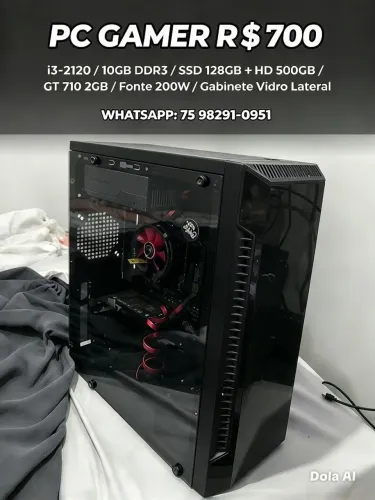 Para estudar jogar jogos simples processador I3 2120 10 GB SSD de 120 HD de 500 gt710 2 gb